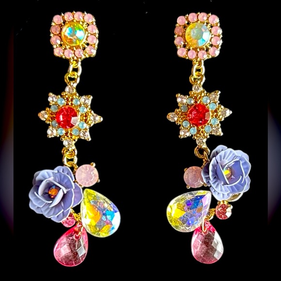 Colorful Floral Drop Earrings - Picture 1 of 1